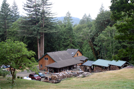 view of studio, cabin, Jay Widmer's anagama kiln