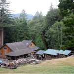 panorama view of studio, cabin and anagama kiln